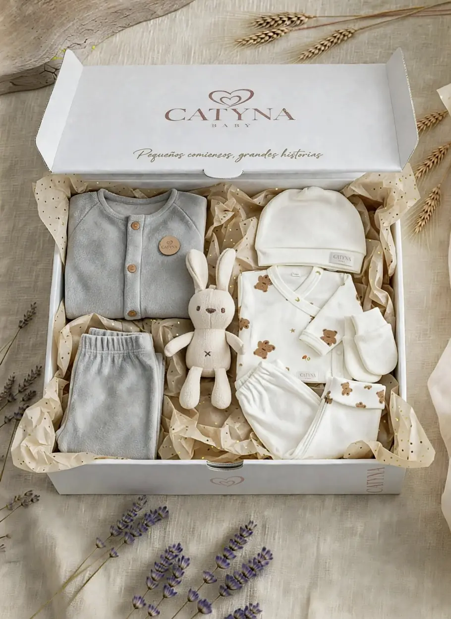 Set Catyna gris en su caja
