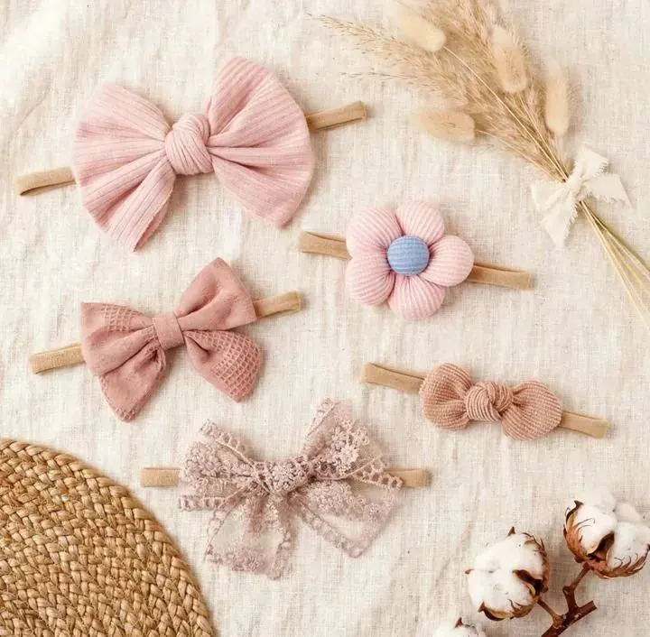 Set de 5 vinchas rosa