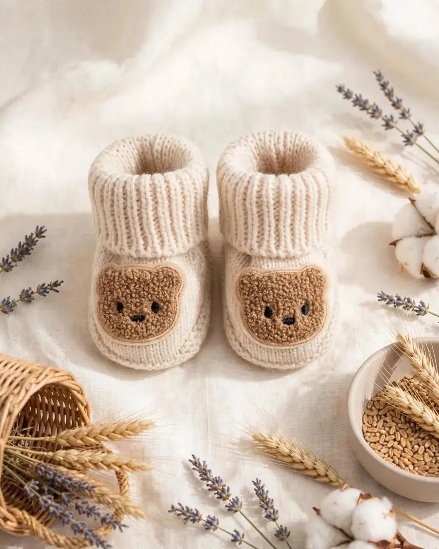 Zapatitos Osito Beige Bouclé