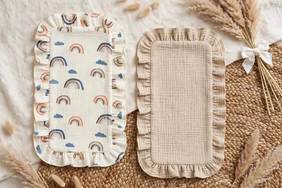 Pack de 2 babitas de muselina: arcoíris y beige